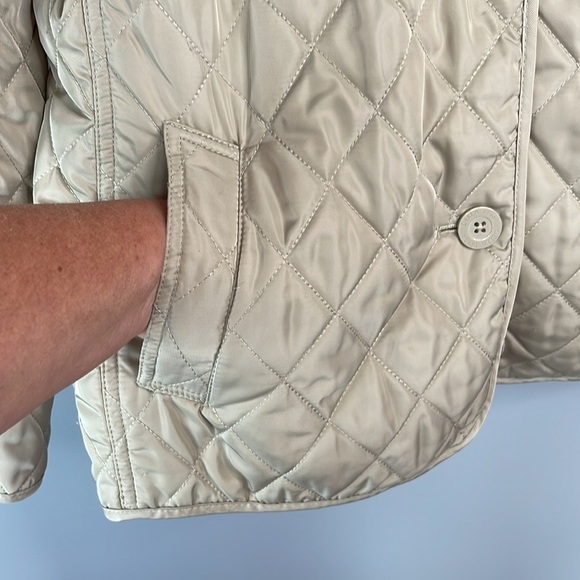 DELLA SPIGA Quilted Barn Jacket Oatmeal Cream Button Front Collar Pockets Size M - Picture 5 of 13